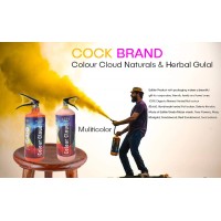COCK BRAND Colour Cloud (Yellow) (2kg) | 100% Natural and Herbal Gulal | Non-Toxic and Skin Friendly | No Water Needed to Play Holi | Herbal Gulal Spray Extinguisher