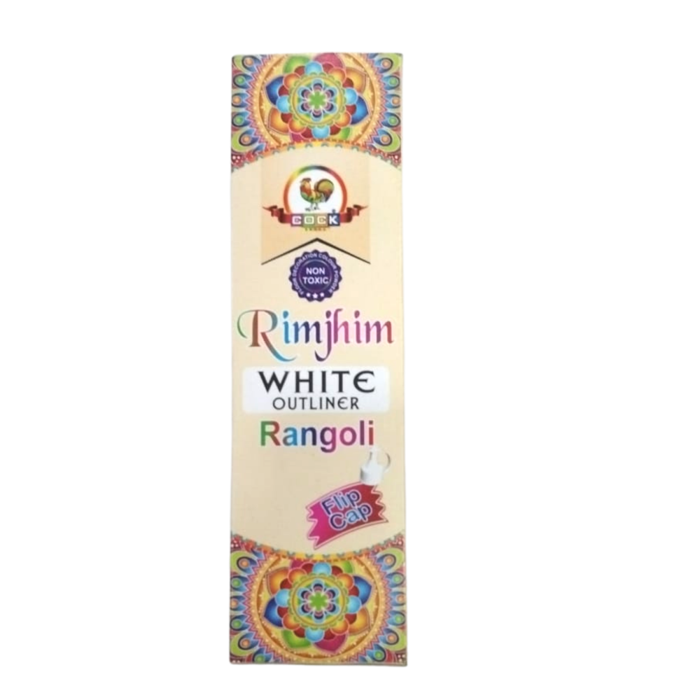 RimJhim White Outliner Rangoli Bottle (250gm White Rangoli)